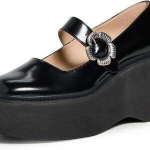 COACH Tea Rose Platform Mary Jane Womens Size US 6.5 B Black - New